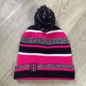 T-Mobile Striped Winter‎ Beanie Hat with Pom Unisex One Size Employee